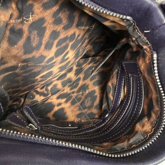 B. Makowsky Buckle Purple Crossbody Leather Bag - Picture 6 of 8